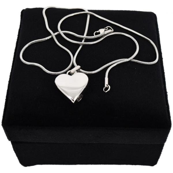 Gedenkschmuck / Urnenkette – Reliquiar für Asche „Silbernes Herz“