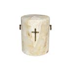 Elegante Stein Urne in Onyx-Optik – Zylindrische Bestattungsurne Hell – 4L Massiv & Edel für Friedhof oder Zuhause