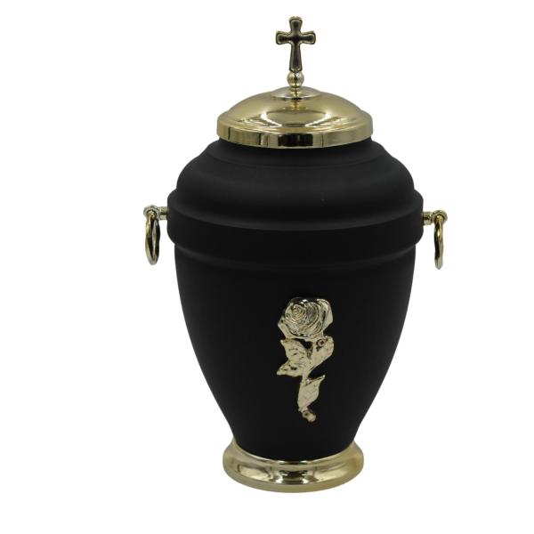 Edle Metall Urne in Schwarz & Gold – 4L Moderne Bestattungsurne – Exklusives Design für eine würdevolle Beisetzung