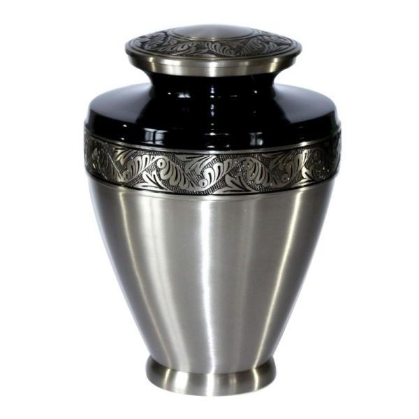 Elegante Schwarz-Silber-Messingurne