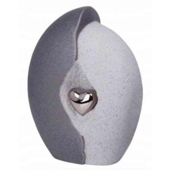 Keramik-Urne – Motiv „Herz“, Bicolor, matte Oberfläche